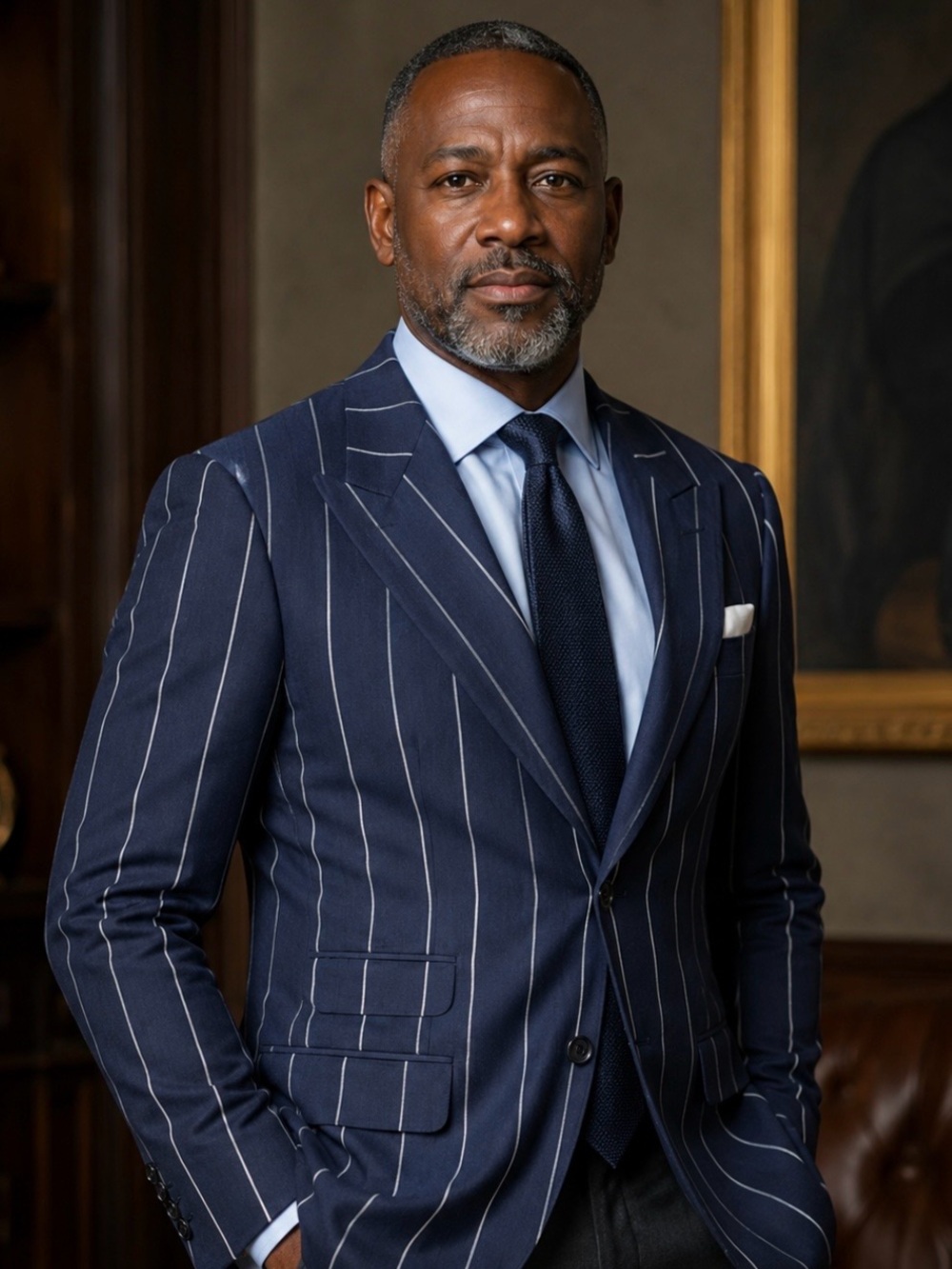 John Raphael navy blue striped blazer